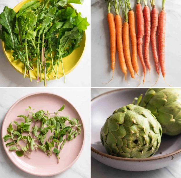 spring vegetables and fruits